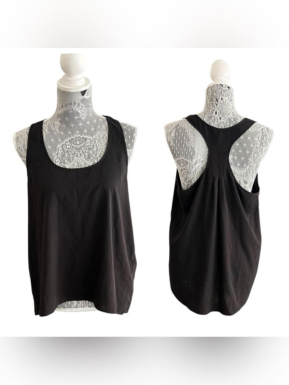 Frenchi Black Racerback Sleeveless Tank Top Blouse Size Large